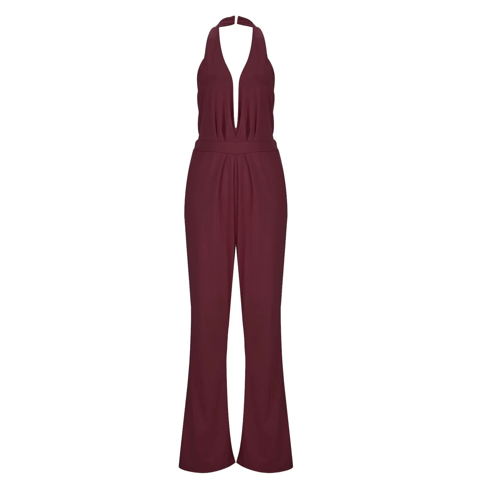 Women Halterneck Trousers with Pockets Jumpsuit Ropa Dama