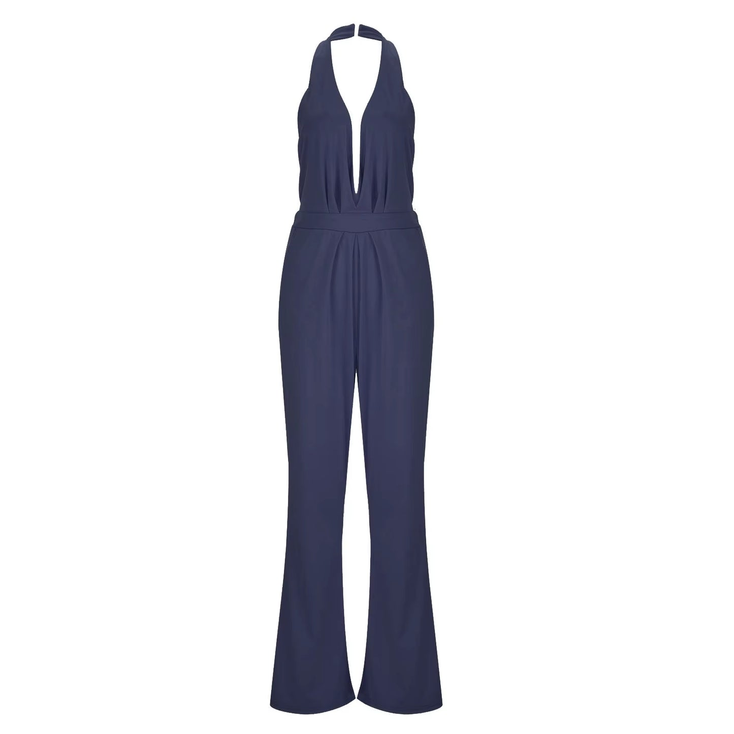 Women Halterneck Trousers with Pockets Jumpsuit Ropa Dama